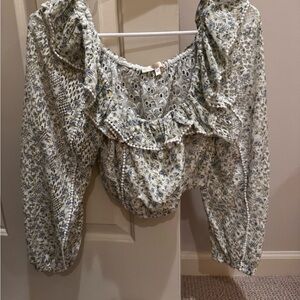 LoveShackFancy Blue Floral Crop Top